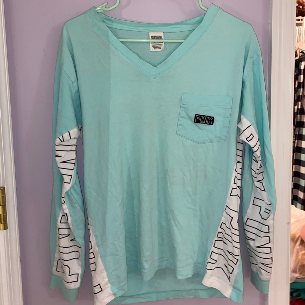PINK blue logo long sleeve